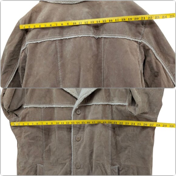 Vtg Wilsons Julian Leather Suede Jacket Mens Tan Sherpa Lined Mid Length Sz 2XL - Picture 7 of 9